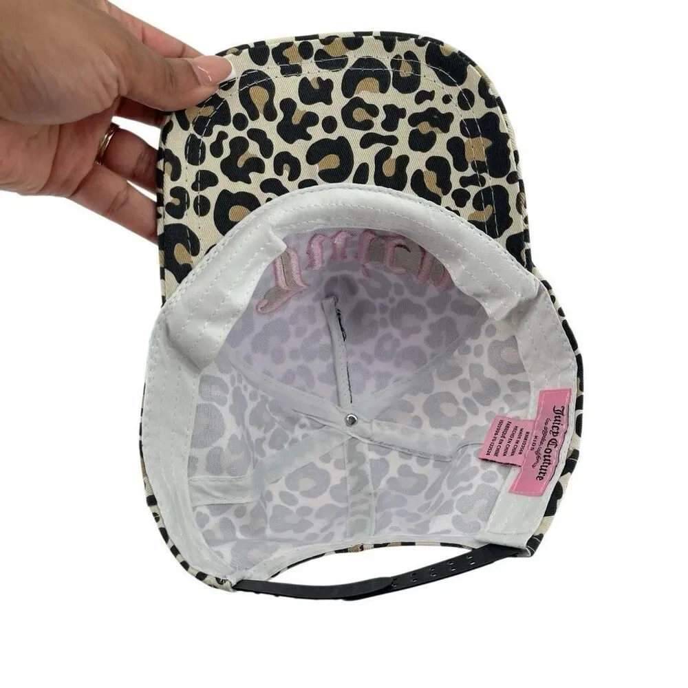 Juicy Couture Kids Leopard Print Snapback Hat Pink Logo Y2K NWT Adjustable